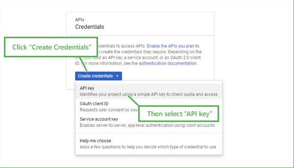 Create Google place credentials 